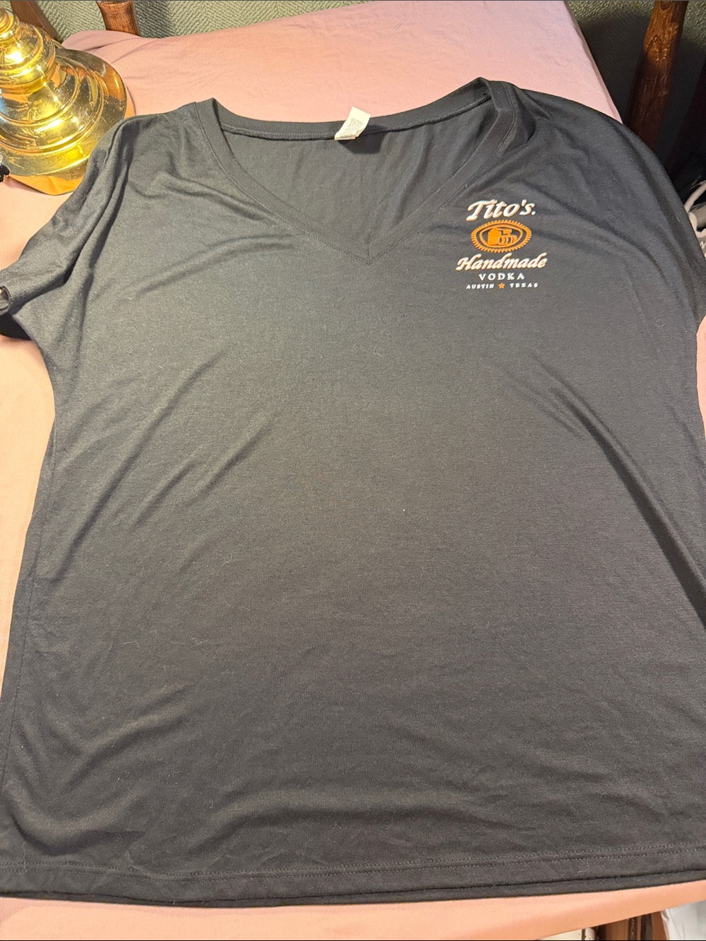 Bella Canvas Black V-Neck Tee with Gold Tito's Logo